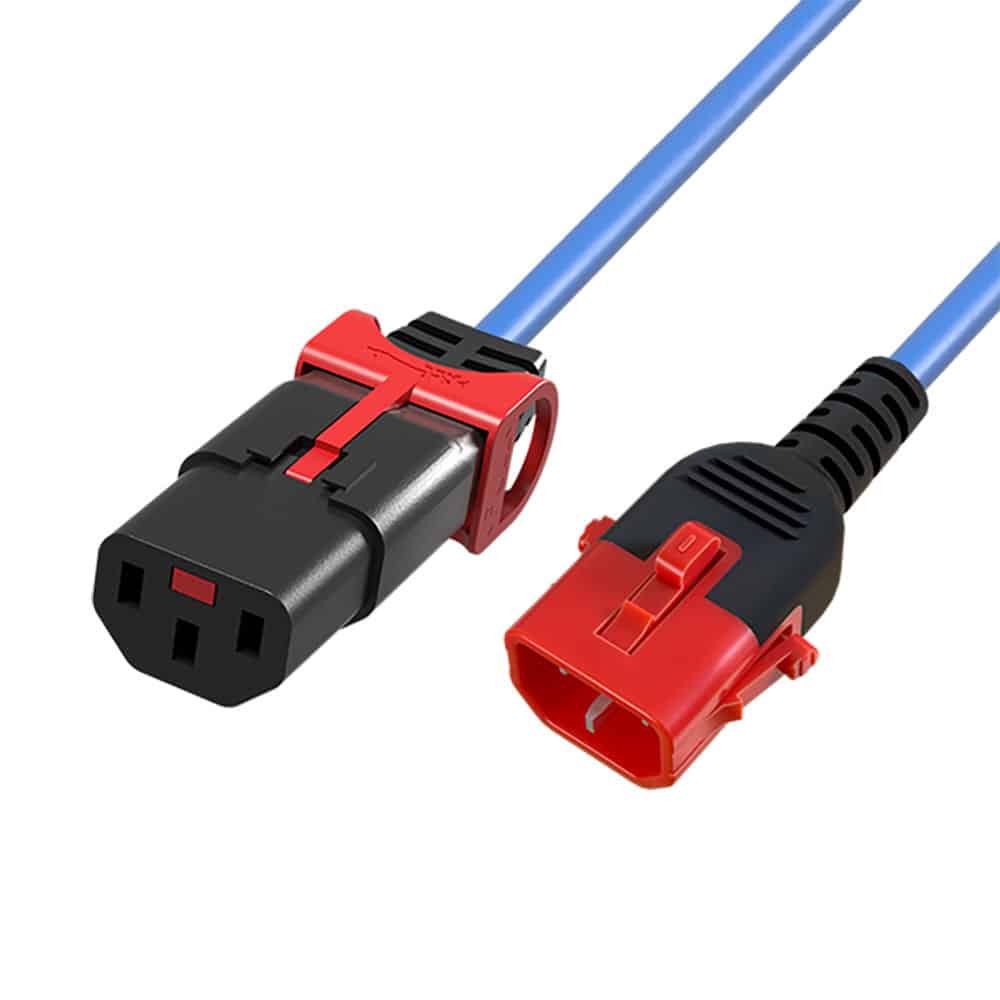 ACT Netsnoer C13 IEC Lock+ - C14 IEC Lock Dual Locking blauw 1 m, PC3619
