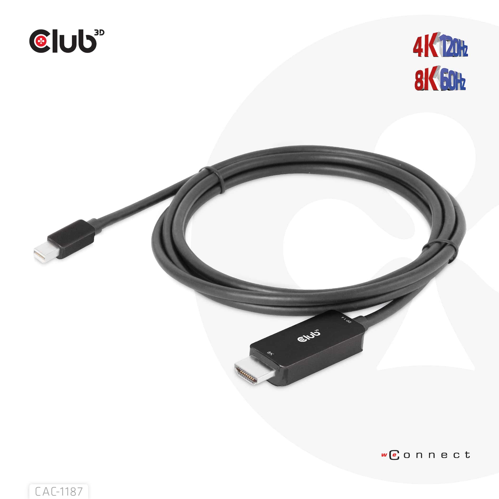 CLUB3D MiniDisplayPort kabel 1.4 naar HDMI met 4K120Hz/8K60Hz HDR10+ M/M 1.8m - Afbeelding 6