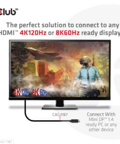 CLUB3D MiniDisplayPort kabel 1.4 naar HDMI met 4K120Hz/8K60Hz HDR10+ M/M 1.8m - Afbeelding 4