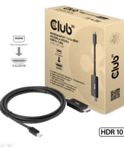 CLUB3D MiniDisplayPort kabel 1.4 naar HDMI met 4K120Hz/8K60Hz HDR10+ M/M 1.8m