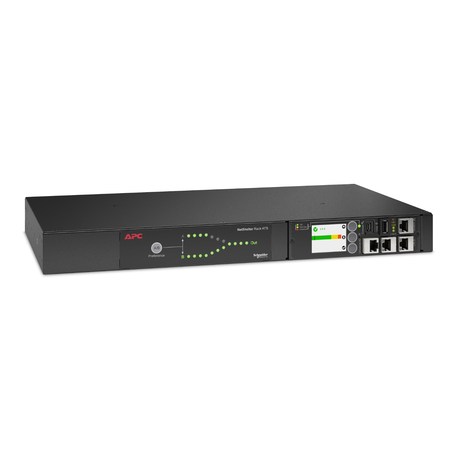 APC Automatic Transfer Switch AP4423A - (8x) C13 + (1x) C19, 3680W, Rack mountable, 1U - Afbeelding 3