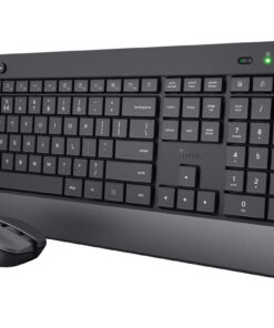 Trust Trezo - Draadloze Toetsenbord en Muis set - met polssteun - vlakke toetsen - Qwerty US - Zwart