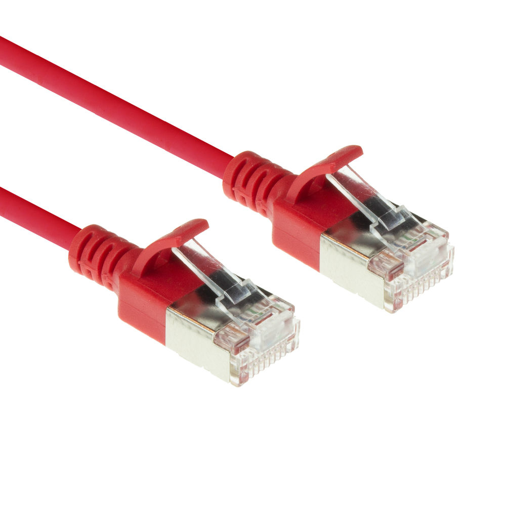 ACT Rode 0,15 meter LSZH U/FTP CAT6A datacenter slimline patchkabel snagless met RJ45 connectoren - Afbeelding 2
