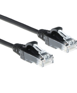 ACT Zwarte 10 meter LSZH U/UTP CAT6 datacenter slimline patchkabel snagless met RJ45 connectoren