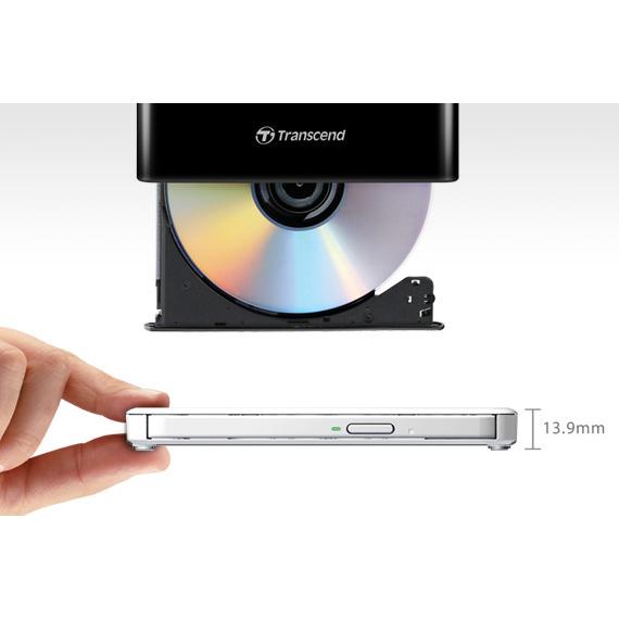 Transcend TS8XDVDS-K Extra Slim Portable DVD/RW, USB2, 8x,CD-R/RW, DVD±R, DVD±RW, DVD±R DL, DVD-R - Afbeelding 4