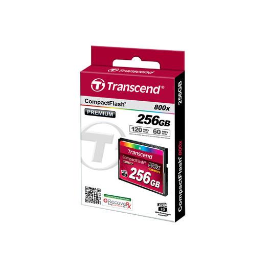 Transcend TS256GCF800 Premium CompactFlash (256GB, 4K, 120/ 60MB/s, 800X, TYPE I, UDMA7, MLC NAND) - Afbeelding 2