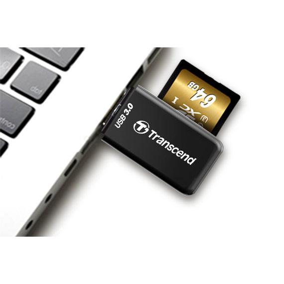 Transcend TS-RDF5K PDF5 Card Reader, USB3.0, SD/microSD , SDHC/SDXC, UHS-I, LED, Black - Afbeelding 3