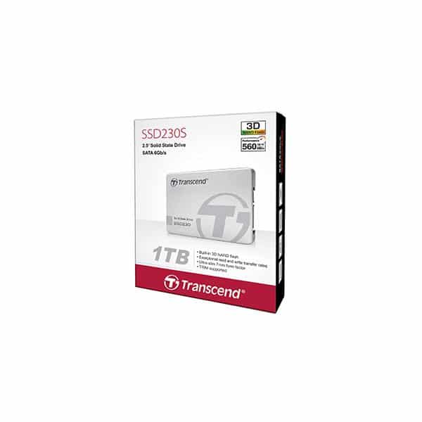 Transcend TS256GSSD230S SSD230 SSD, 256GB, 2.5", SATA3, 3D TLC, 560/ 500MB/s, 65K/ 85K IOPS, Silver - Afbeelding 2