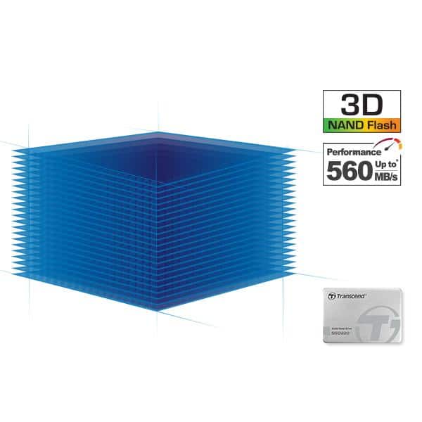 Transcend TS256GSSD230S SSD230 SSD, 256GB, 2.5", SATA3, 3D TLC, 560/ 500MB/s, 65K/ 85K IOPS, Silver - Afbeelding 3