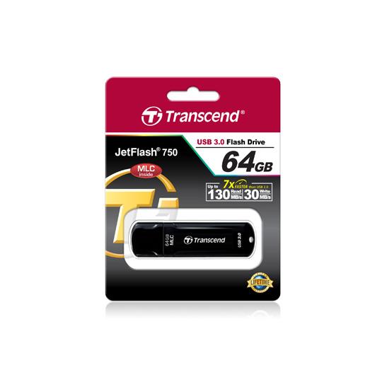 Transcend TS32GJF750K JetFlash750 USB Memory stick, 32GB, USB3.0, MLC NAND, Black - Afbeelding 2