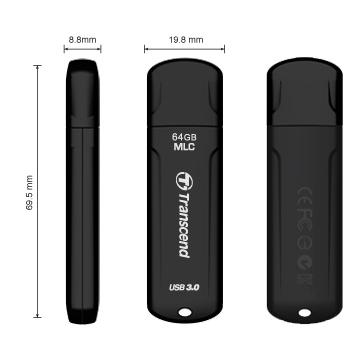 Transcend TS64GJF750K JetFlash750 USB Memory Stick, 64GB, USB3.0, MLC NAND, Black - Afbeelding 4