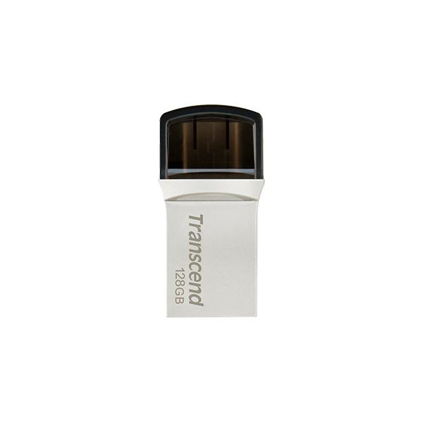 Transcend TS128GJF890S JetFlash®890 Mini USB Stick, 128GB, USB Type-A/ Type-C, Silver - Afbeelding 2