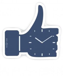 NeXtime klok 3072bl Thumbs up, 40.5x41.5 cm, Wall, Blue/ Silver