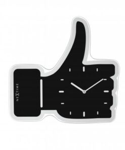NeXtime klok 3072zw Thumbs up, 40.5x41.cm, Wall, Black/ Silver