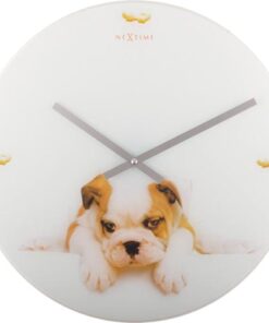 NeXtime klok 8136 Puppy, Ø43 cm, Wall, White/ Beige