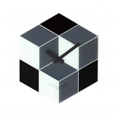 NeXtime klok 8171 Cubic, 43.5x37 cm, Wall, Black/ White/ Gray - Afbeelding 2
