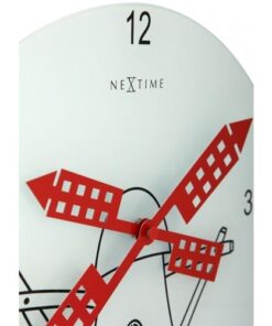 NeXtime klok 8807 Windmil, Ø30 cm, Wall, White/ Black/ Red - Afbeelding 4