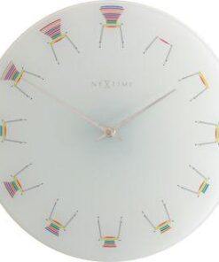 NeXtime klok 8809 Chair, Ø30 cm, Wall, White/ Multi-color