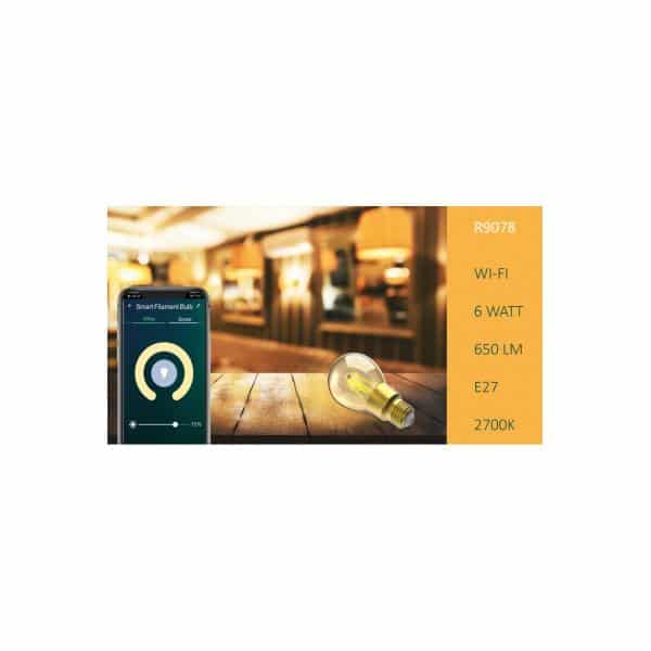WOOX R9078 Smart Dimmable Filament LED Bulb, E27, 6W, 650lm, WiFi, Amazon & Google, App - Afbeelding 4