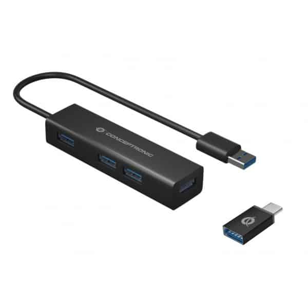 Conceptronic HUBBIES06B interface hub USB 3.2 Gen 1 (3.1 Gen 1) Type-A 5000 Mbit/s Zwart