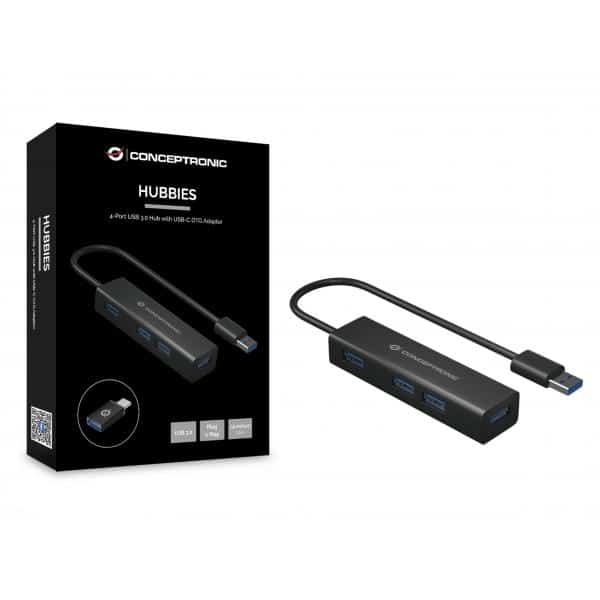 Conceptronic HUBBIES06B interface hub USB 3.2 Gen 1 (3.1 Gen 1) Type-A 5000 Mbit/s Zwart - Afbeelding 2