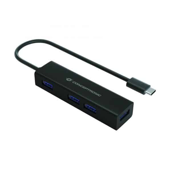 Conceptronic HUBBIES07B interface hub USB 3.2 Gen 1 (3.1 Gen 1) Type-C 5000 Mbit/s Zwart