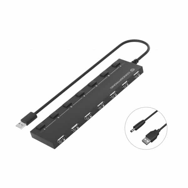 Conceptronic HUBBIES08B interface hub USB 2.0 480 Mbit/s Zwart