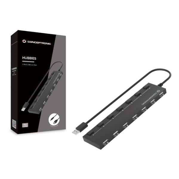 Conceptronic HUBBIES08B interface hub USB 2.0 480 Mbit/s Zwart - Afbeelding 2