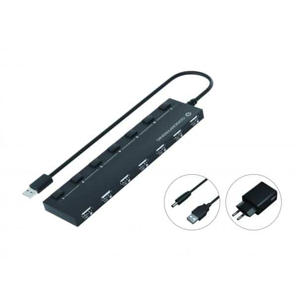 Conceptronic HUBBIES08BP interface hub USB 2.0 480 Mbit/s Zwart - Afbeelding 2