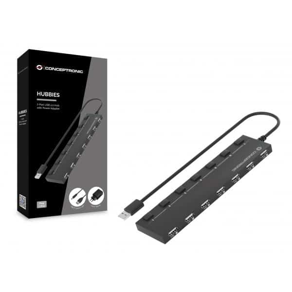 Conceptronic HUBBIES08BP interface hub USB 2.0 480 Mbit/s Zwart - Afbeelding 3