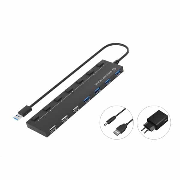 Conceptronic HUBBIES09BP interface hub USB 3.2 Gen 1 (3.1 Gen 1) Type-A 5000 Mbit/s Zwart - Afbeelding 2