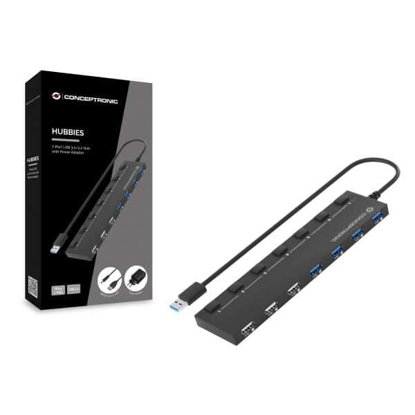 Conceptronic HUBBIES09BP interface hub USB 3.2 Gen 1 (3.1 Gen 1) Type-A 5000 Mbit/s Zwart - Afbeelding 3
