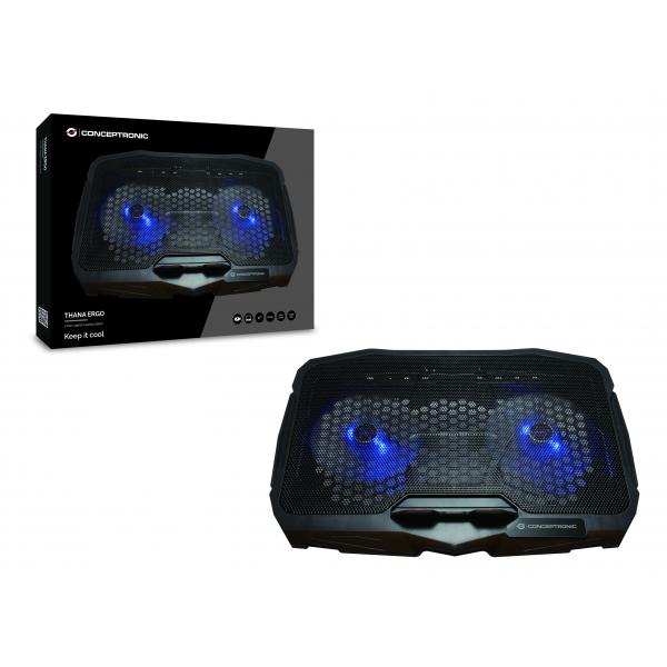 Conceptronic THANA07B laptop cooling pad 43,2 cm (17") Zwart - Afbeelding 5