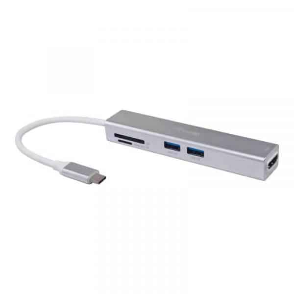 Equip USB-C 5 in 1 multifunctionele adapter, HDMI, USB 3.2 Gen 1, TF/Micro SD