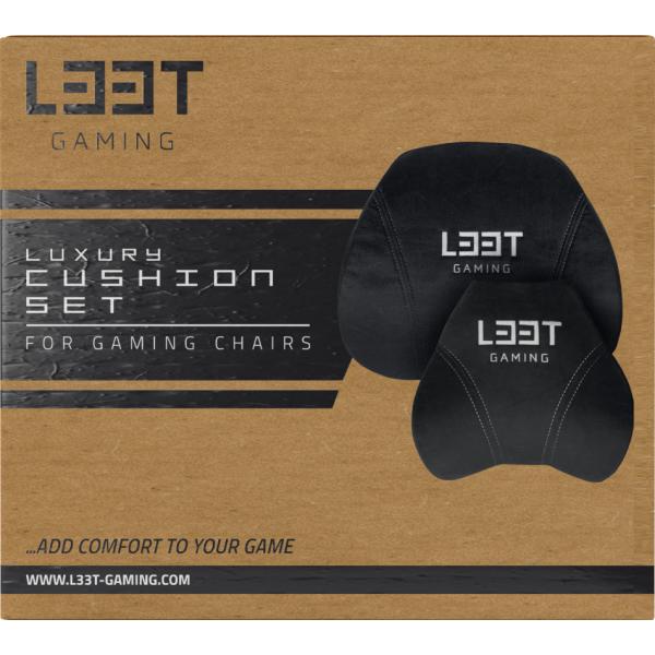 L33T Gaming 160382 Luxury Gaming Chair Cushion Set, Memory Foam, Velvet, Ultra-soft, Black - Afbeelding 3
