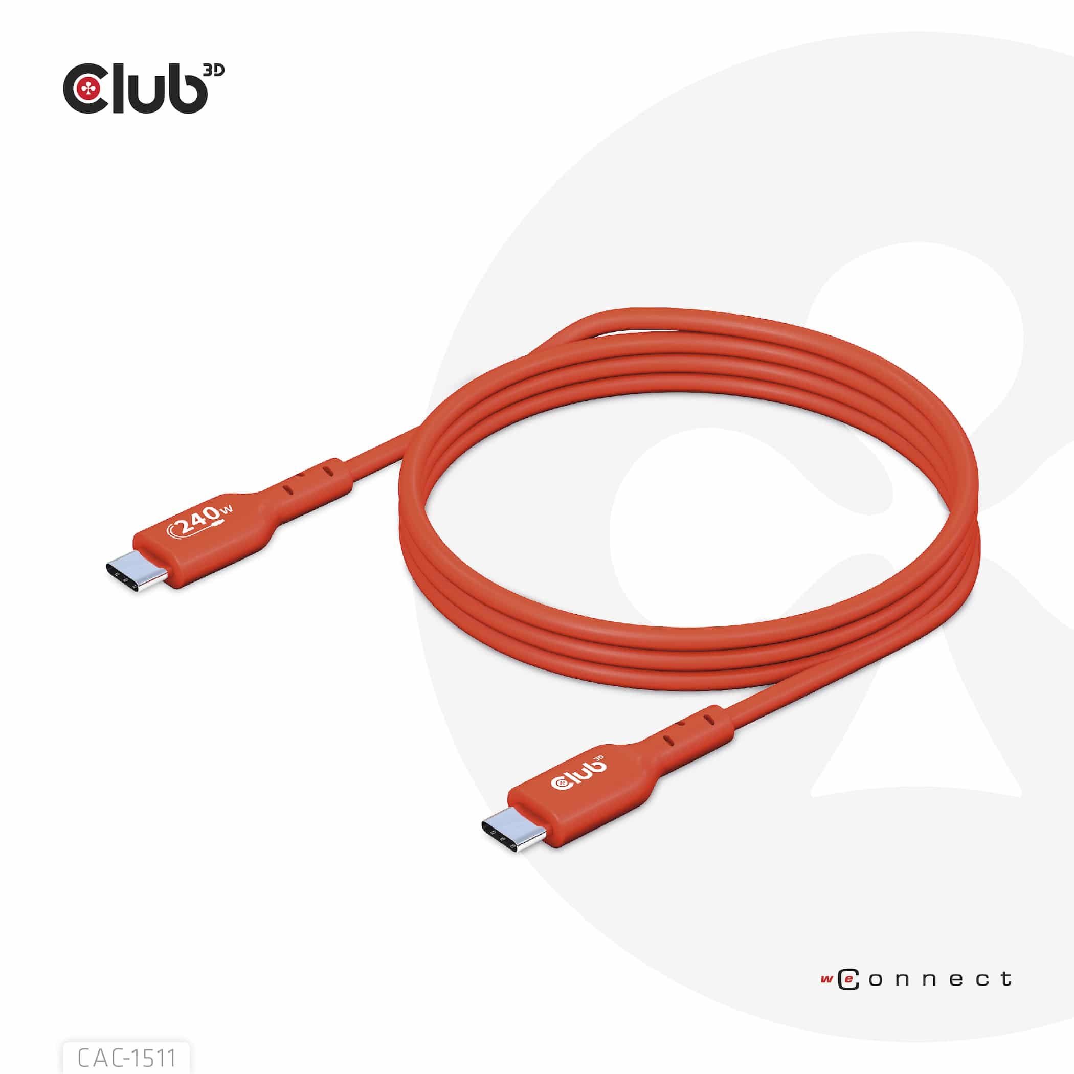 CLUB3D USB2 Type-C Bi-Directional USB-IF Certified Cable Data 480Mb, PD 240W(48V/5A) EPR M/M 1m / 3.23 ft - Afbeelding 2