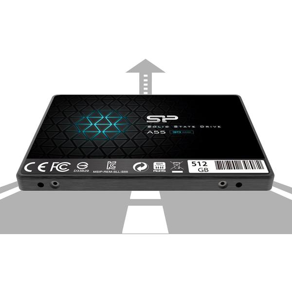 Silicon Power SP512GBSS3A55S25 Ace A55 SSD, 512GB, 7mm 2.5inch, 3D NAND, SLC Cache - Afbeelding 5