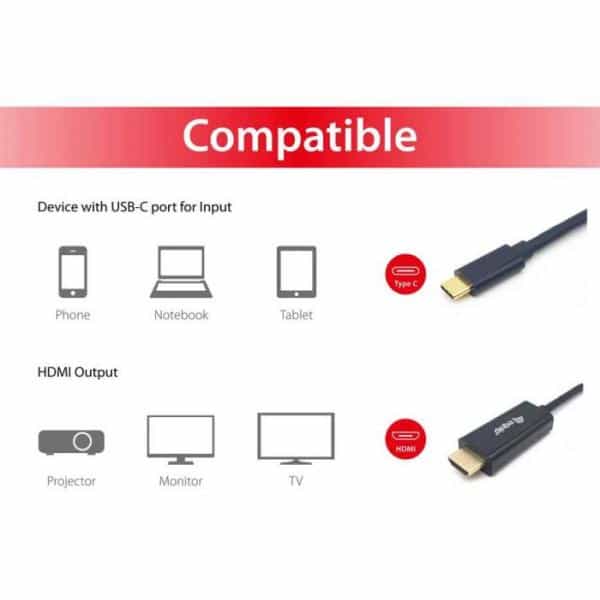 Equip 13341307101 USB-C to HDMI Cable, M/M, 3 m, 4K/30Hz, Straight - Afbeelding 8