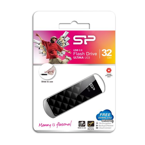 Silicon Power SP032GBUF2U03V1K Ultima U03, 32 GB, USB Type-A, 2.0, Slide, 13 g, Black - Afbeelding 3