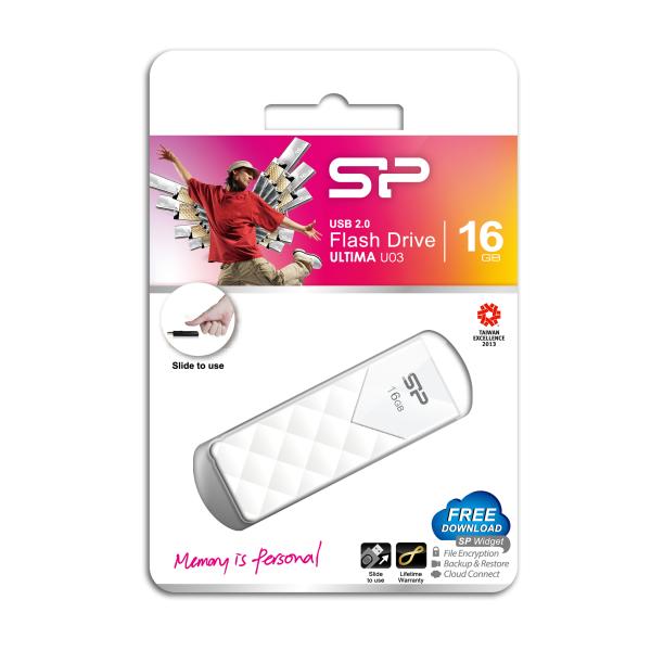 Silicon Power SP016GBUF2U03V1W Ultima U03, 16 GB, USB Type-A, 2.0, Slide, 13 g, White - Afbeelding 5