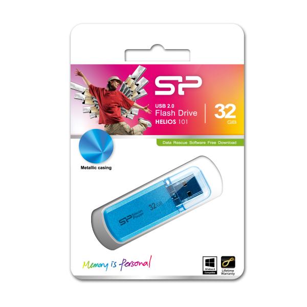 Silicon Power SP032GBUF2101V1B Helios 101, 32 GB, USB Type-A, 2.0, Cap, 10 g, Blue