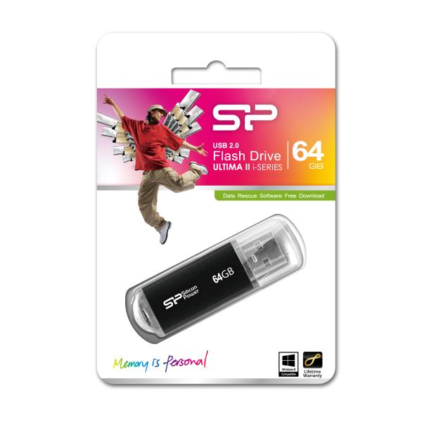 Silicon Power SP064GBUF2M01V1K Ultima II-I 64GB, 64 GB, USB Type-A, 2.0, Cap, 10 g, Black - Afbeelding 3