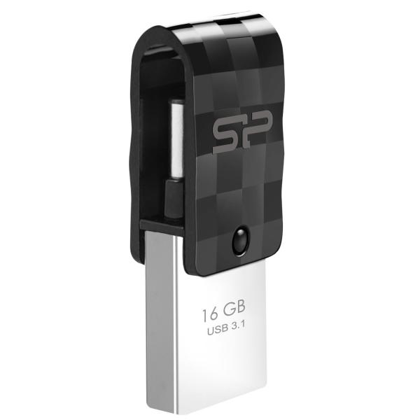Silicon Power SP016GBUC3C31V1K Mobile C31, 16GB, USB Type-A/ USB Type-C, 3.2 Gen 1, Swivel, Black - Afbeelding 4