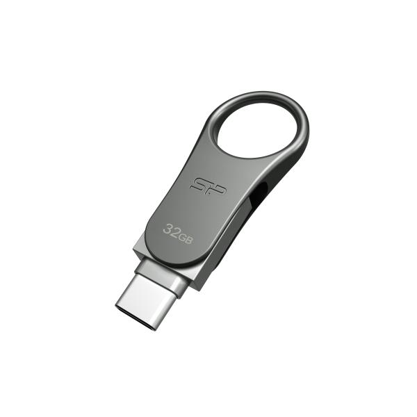 Silicon Power SP032GBUC3C80V1S Mobile C80, 32 GB, USB Type-A / USB Type-C, 3.2 Gen 1, Capless, Titan - Afbeelding 2
