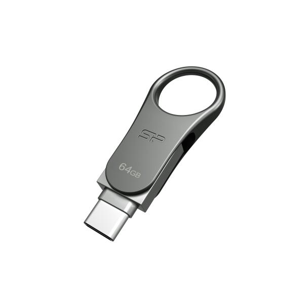 Silicon Power SP064GBUC3C80V1S Mobile C80, 64 GB, USB Type-A / USB Type-C, 3.2 Gen 1, Capless, Titan - Afbeelding 2
