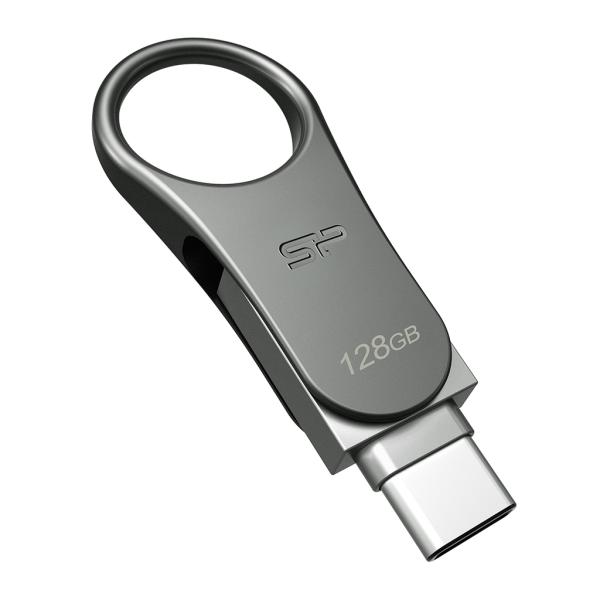 Silicon Power SP128GBUC3C80V1S Mobile C80, 128 GB, USB Type-A / USB Type-C, 3.2 Gen 1, Swivel,Titan - Afbeelding 3