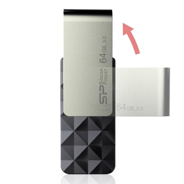 Silicon Power SP016GBUF3B30V1K Blaze B30, 16 GB, USB Type-A, 3.2 Gen 1, Capless, Black - Afbeelding 5