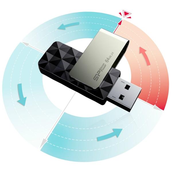 Silicon Power SP032GBUF3B30V1K Blaze B30, 32 GB, USB Type-A, 3.2 Gen 1, Capless, 14.8 g, Black - Afbeelding 5