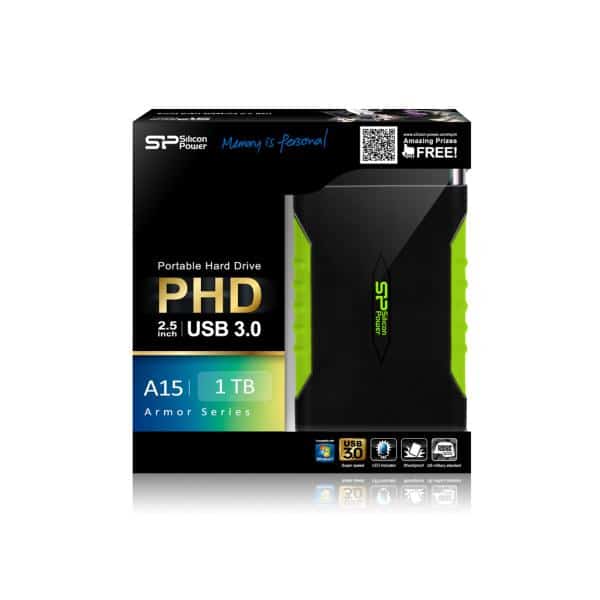 Silicon Power SP010TBPHDA15S3K Armor A15 portable HD, 1 TB, 2.5", 3.2 Gen 1, Anti-shock, Black - Afbeelding 3