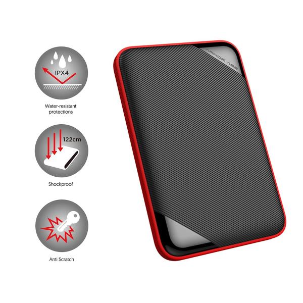 Silicon Power SP050TBPHD62LS3K Armor A62 portable HDD, 5 TB, 2.5", USB 3.2 Gen 1, Black/ Red - Afbeelding 5